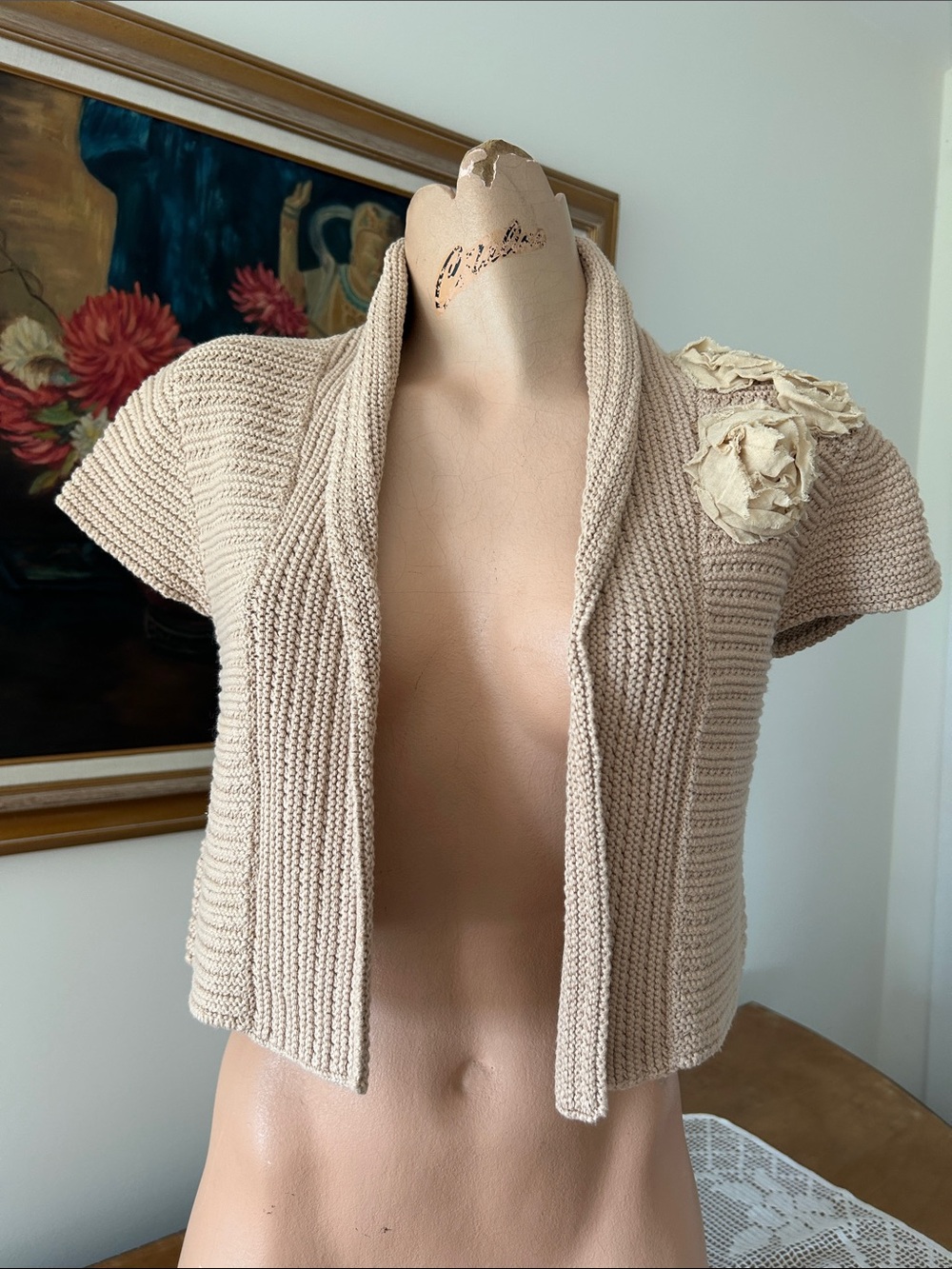 CAbi Bolero Sweater with Floral Accent